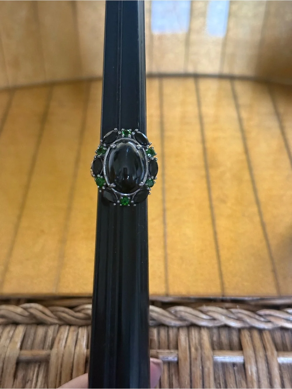 Sterling silver 925 Pardot Blackstar diopside ring